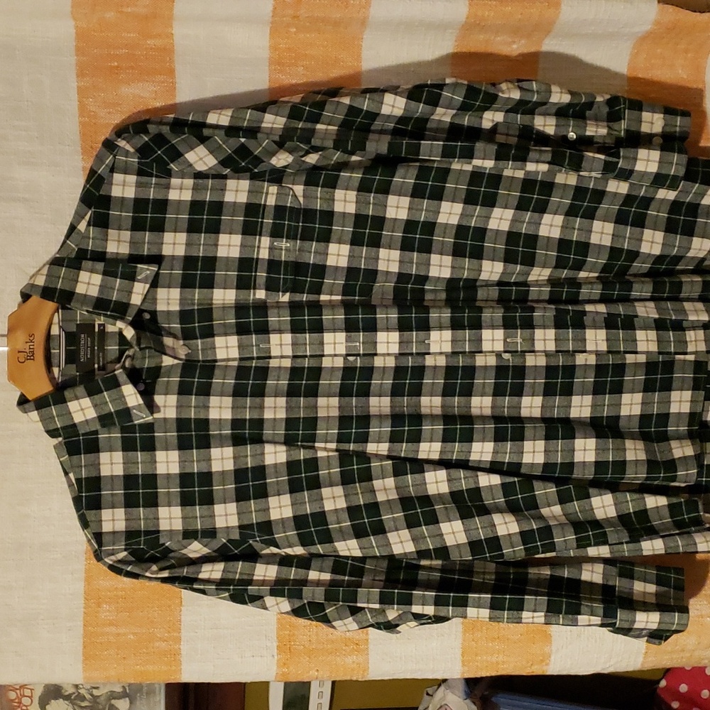 Nordstrom Men's Shop Large light Flannel Green/White